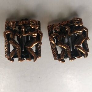 Copper  Dancing Figure Earrings - possibly 1950’s - clip on earrings